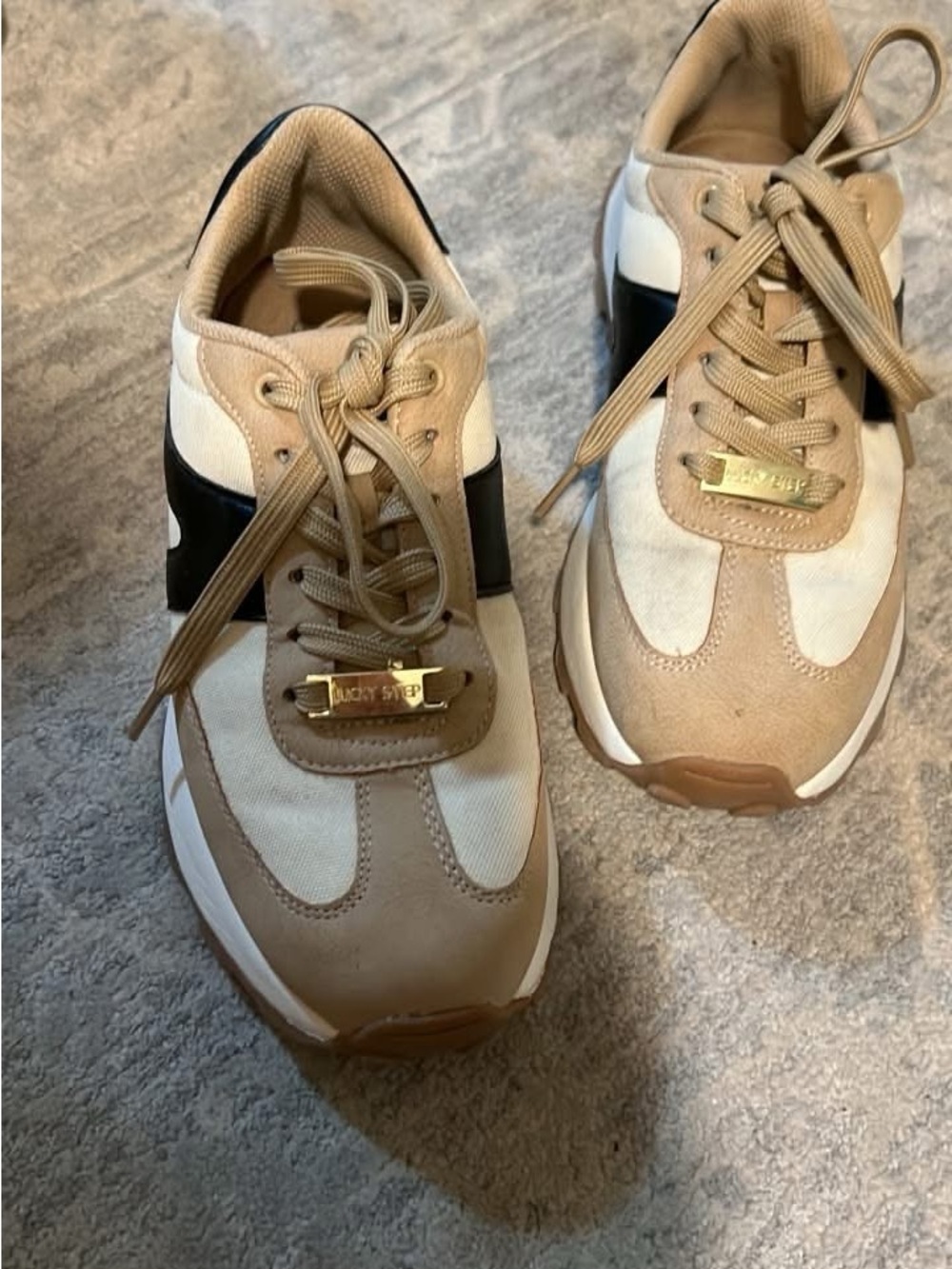 Lucky Brand Tan, Beige & Black Lace-Up Sneakers